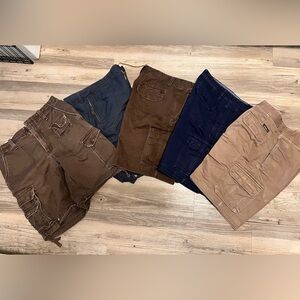 5 Men's Cargo Shorts GAP and EDDIE BAUER - Brown,and Navy blue